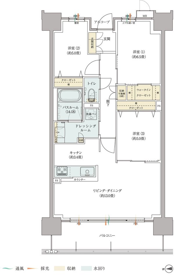 ザ サンズ熊本城公園 間取り Bタイプ