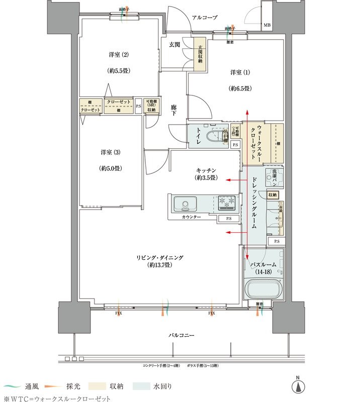 ザ サンズ熊本城公園 間取り Lタイプ