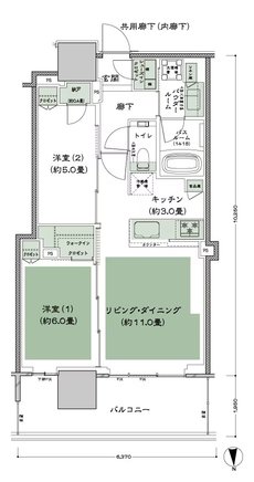 グランドシティタワー月島 間取り N-55A 標準 type