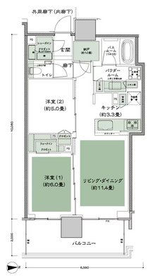 グランドシティタワー月島 間取り E-60C(L1)-標準 type