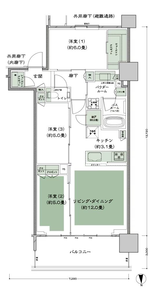 グランドシティタワー月島 間取り N-70Btr-標準 type