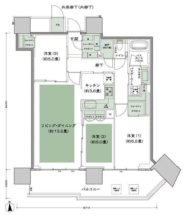 グランドシティタワー月島 間取り S-75A'tr-標準 type