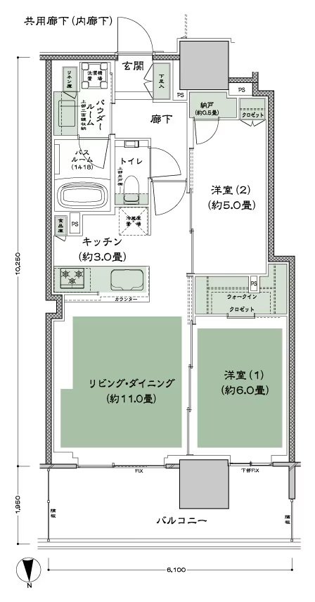 グランドシティタワー月島 間取り N-55B 標準 type