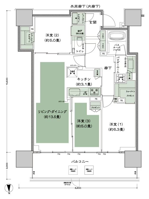 グランドシティタワー月島 間取り N-75B-標準 type