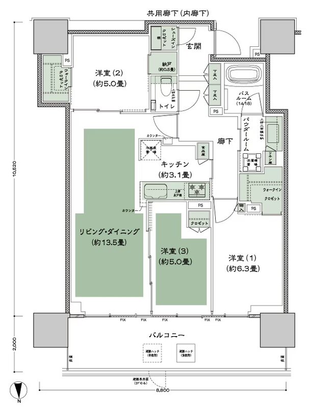 グランドシティタワー月島 間取り N-75B-標準 type