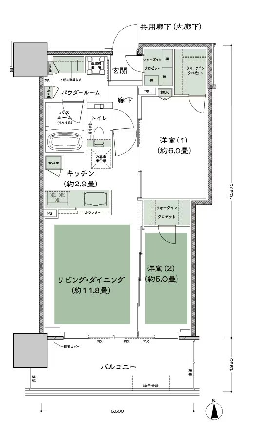 グランドシティタワー月島 間取り S-60A-標準 type