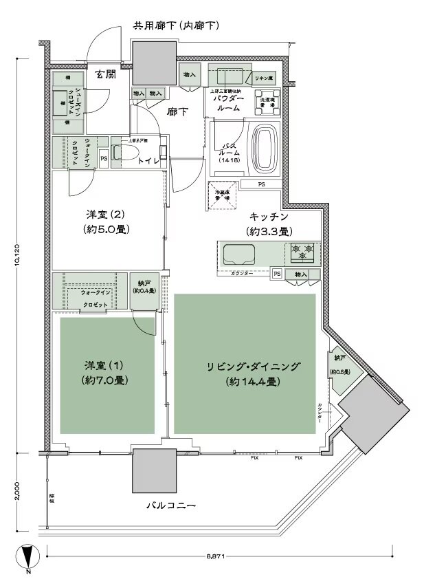 グランドシティタワー月島 間取り N-70Ctr-標準 type