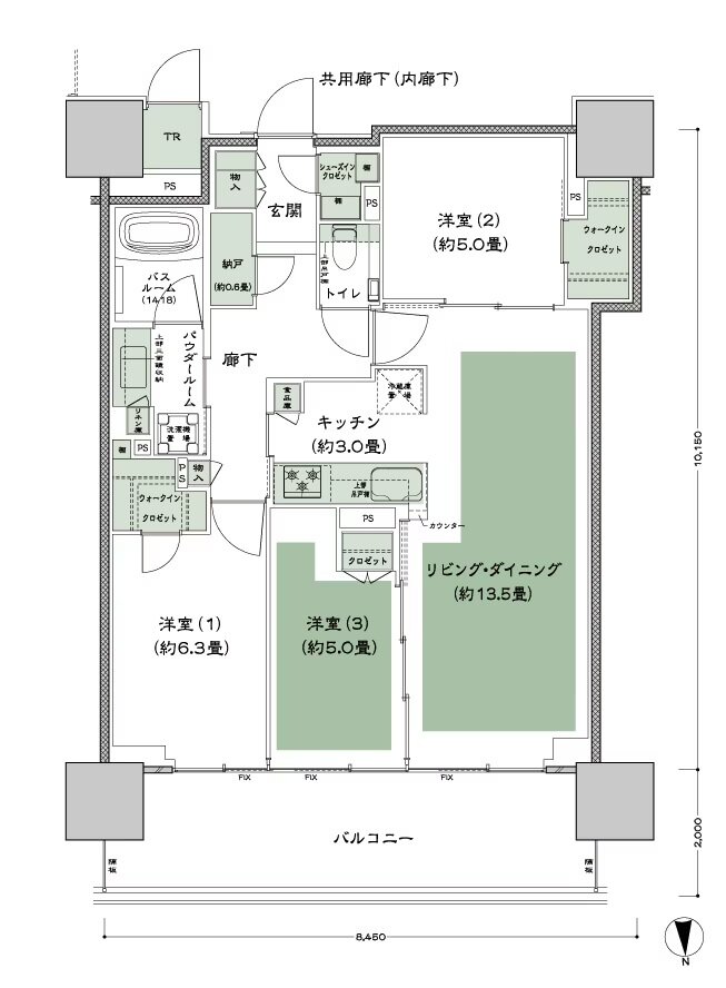 グランドシティタワー月島 間取り N-80B'tr-標準 type