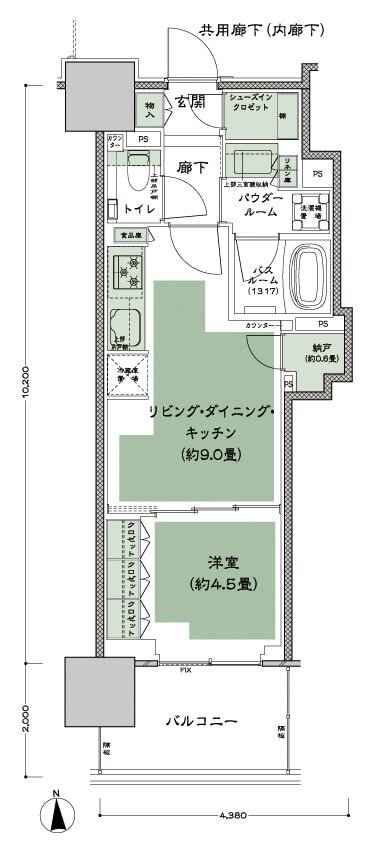 グランドシティタワー月島 間取り S-35C 標準 type