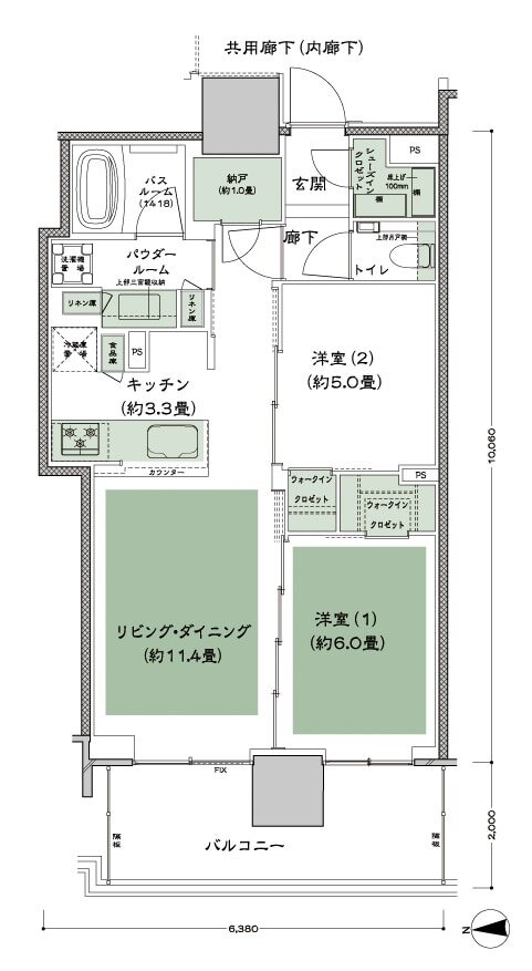 グランドシティタワー月島 間取り W-60A 標準 type