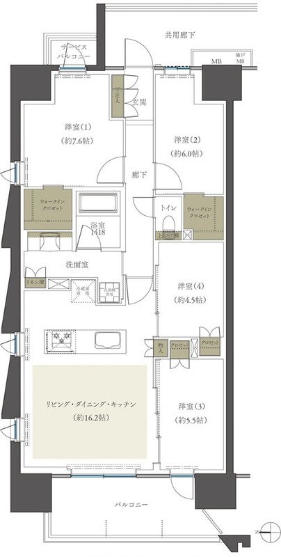 レーベン水戸ONE STATE TOWER 間取り Aタイプ