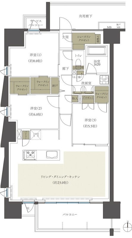 レーベン水戸ONE STATE TOWER 間取り Eタイプ