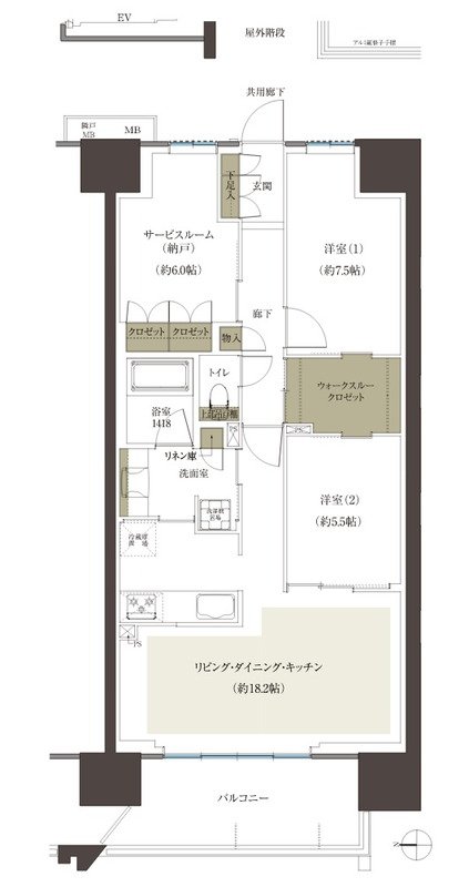 レーベン水戸ONE STATE TOWER 間取り Dタイプ