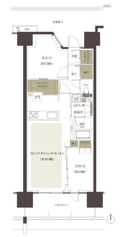 レーベン水戸ONE STATE TOWER 間取り Fタイプ