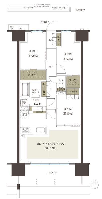 レーベン水戸ONE STATE TOWER 間取り Jタイプ