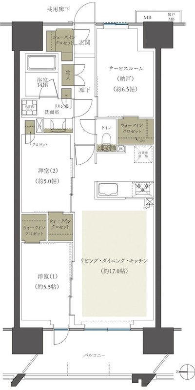 レーベン水戸ONE STATE TOWER 間取り Cタイプ