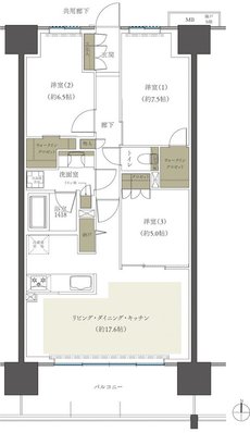 レーベン水戸ONE STATE TOWER 間取り Iタイプ