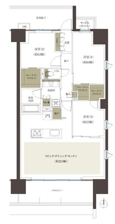 レーベン水戸ONE STATE TOWER 間取り Mタイプ