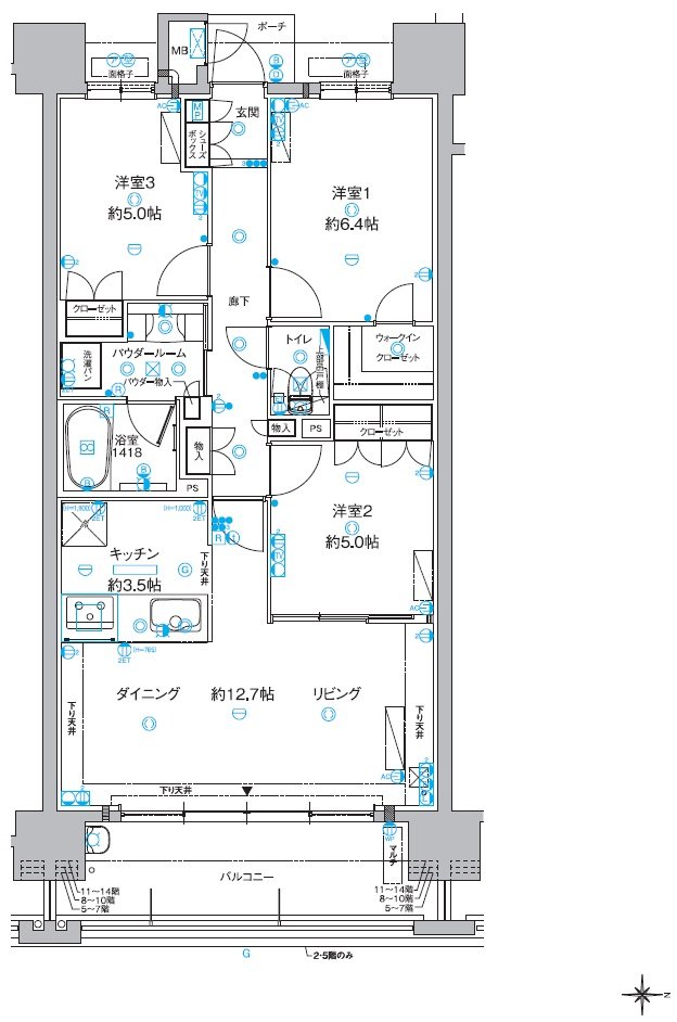 MJR大分サーパスコート 間取り P type