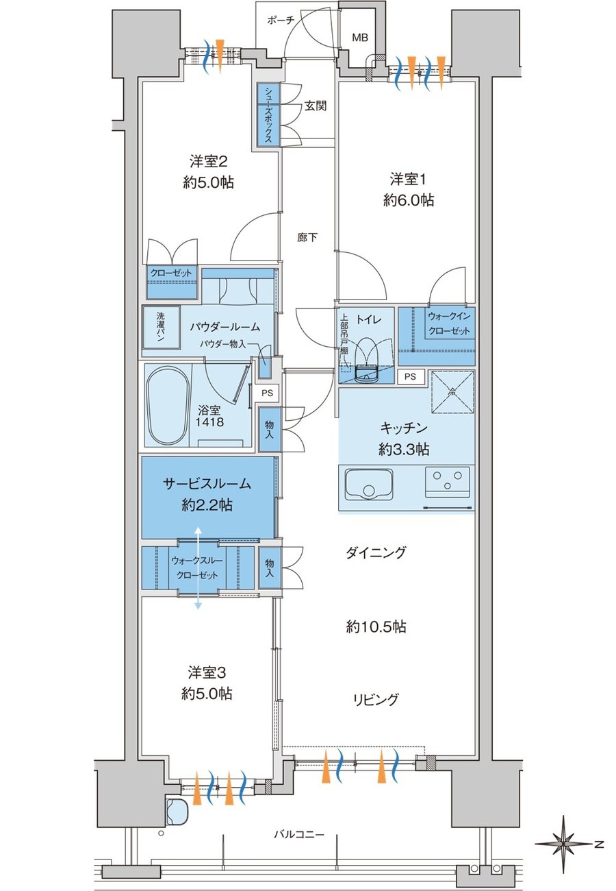 MJR大分サーパスコート 間取り M type