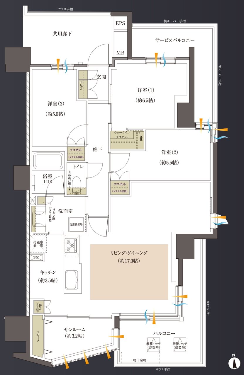 レーベン秋田 THE IMPERIAL TOWER 間取り Gタイプ
