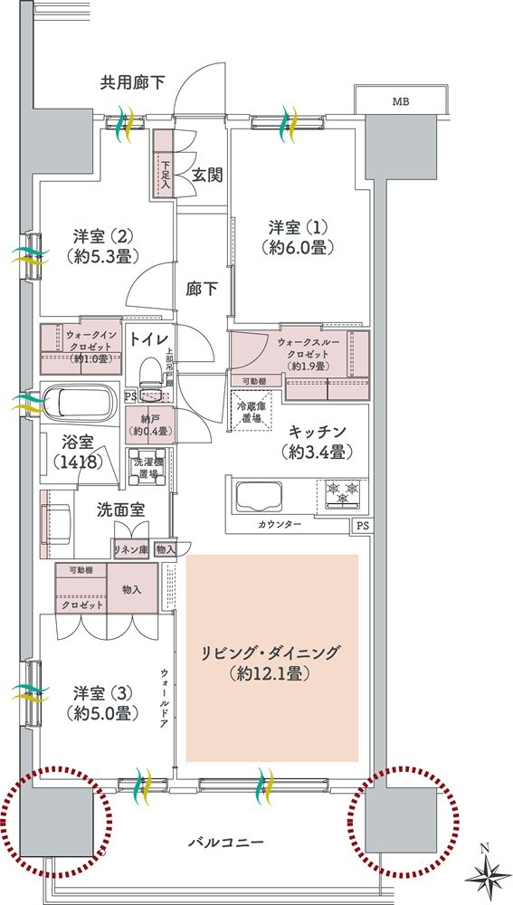 ウエリス八千代村上 間取り Ea1 type（第3期）