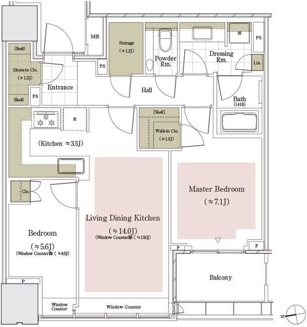 パークコート　ザ・三番町ハウス 間取り 67Bタイプ