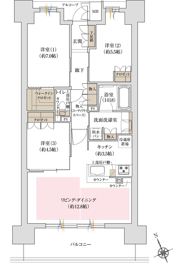 ジオ島本 間取り C type 1工区 ノースA棟