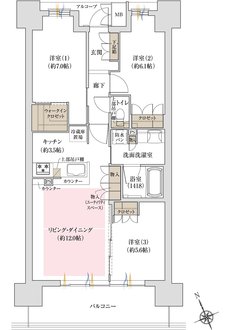 ジオ島本 間取り B2 type 1工区 ノースA棟