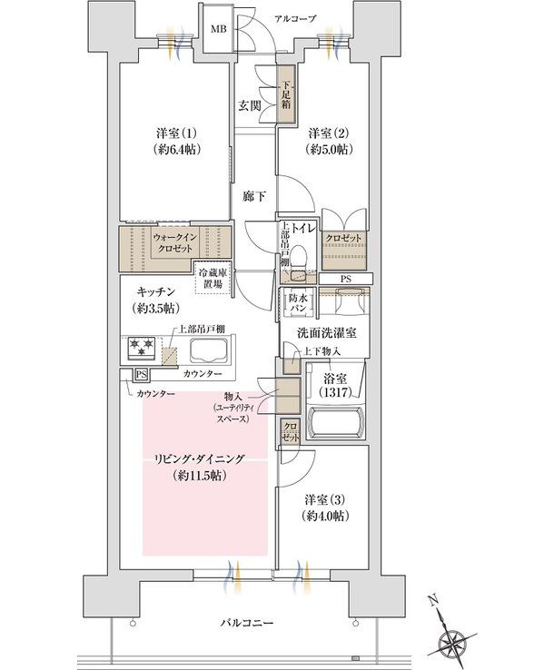 ジオ島本 間取り E1 type 2工区 サウス棟