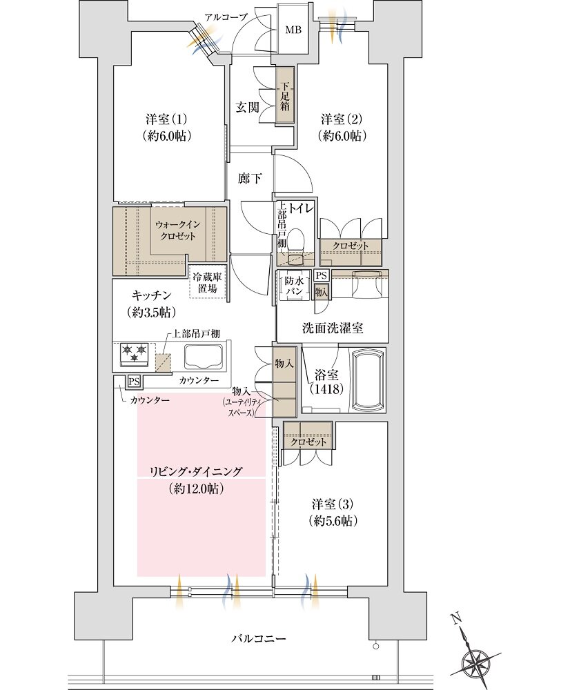 ジオ島本 間取り Qタイプ 2工区 サウス棟