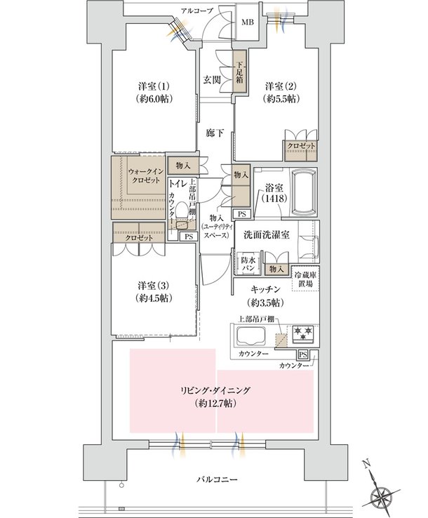ジオ島本 間取り D type 1工区 ノースA棟