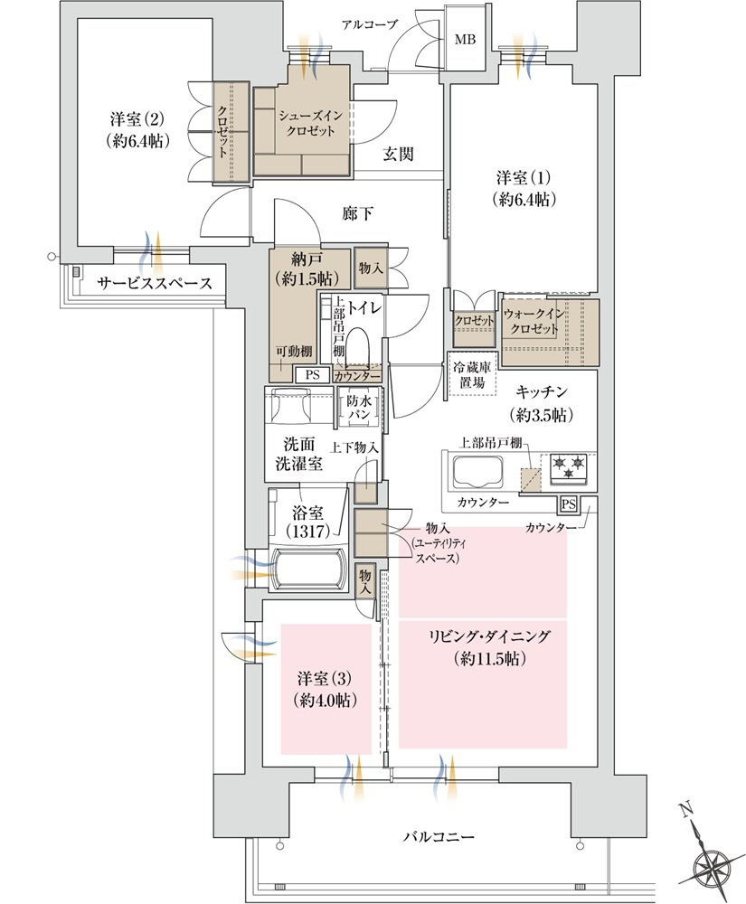 ジオ島本 間取り Ktype MENU2 1工区ノースA棟