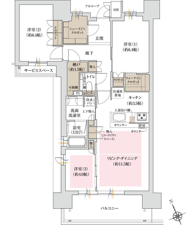 ジオ島本 間取り Ktype MENU2 1工区ノースA棟