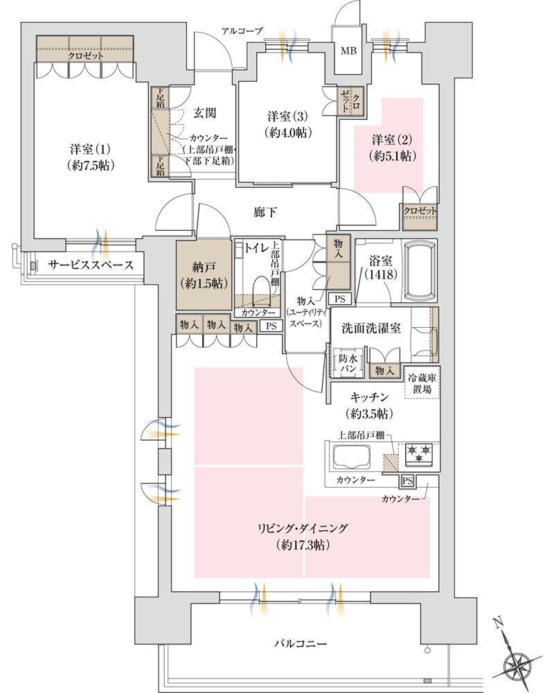ジオ島本 間取り Tタイプ MENU1 2工区 サウス棟