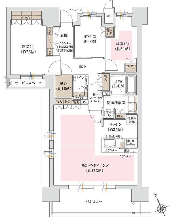 ジオ島本 間取り Tタイプ MENU1 2工区 サウス棟