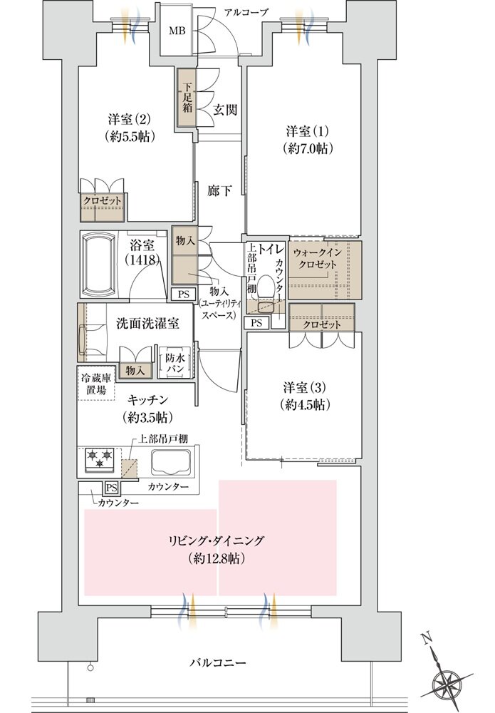 ジオ島本 間取り C1'タイプ 2工区 サウス棟
