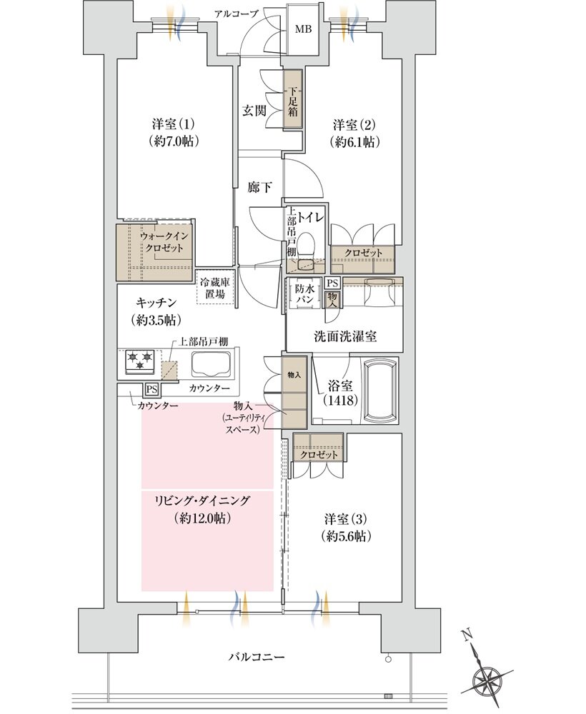ジオ島本 間取り B3タイプ2工区 サウス棟