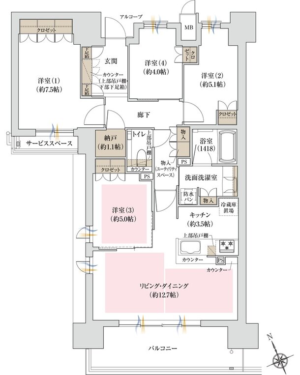 ジオ島本 間取り Tタイプ 2工区 サウス棟