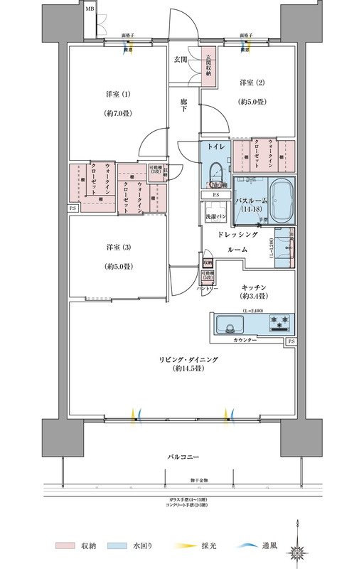 サーパス松江駅グランフォート 間取り Fタイプ