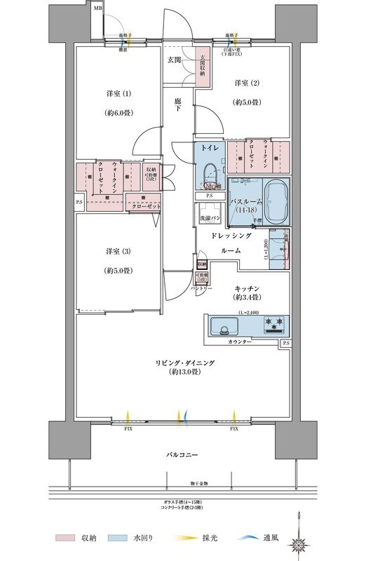 サーパス松江駅グランフォート 間取り Gタイプ