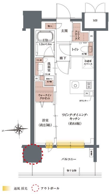 ソルティア千葉セントラル 間取り Bタイプ
