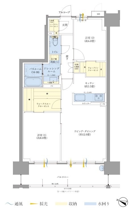 サーパス福山駅ザ・ガーデン 間取り Cタイプ（メニュープラン）