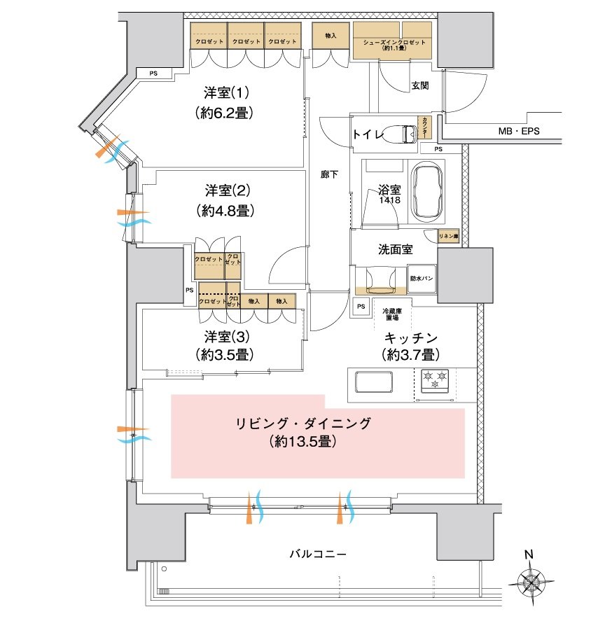 ブランシエラ宇都宮 悠久の杜 間取り B type【第2期予告】