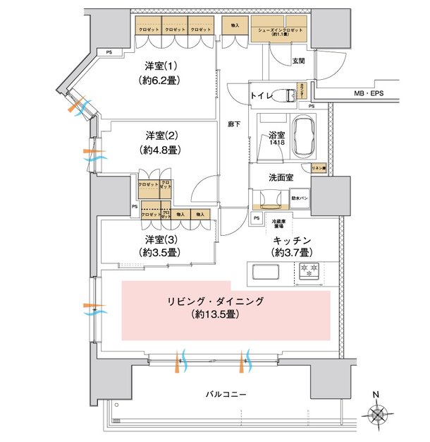 ブランシエラ宇都宮 悠久の杜 間取り B type【第2期予告】