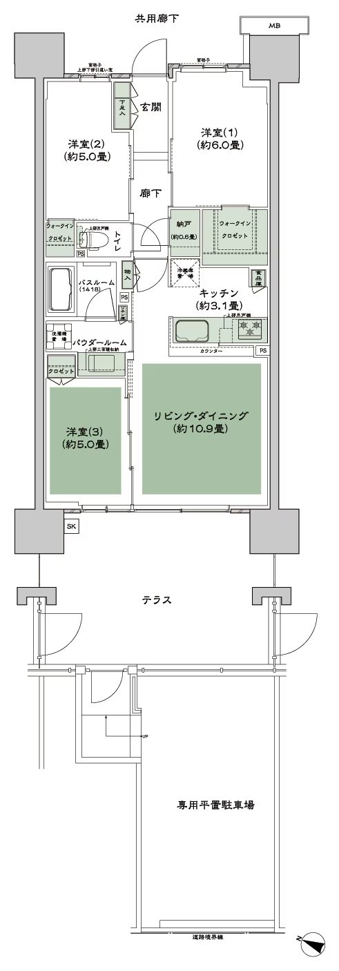 シティテラス中央林間 間取り B3-3t type