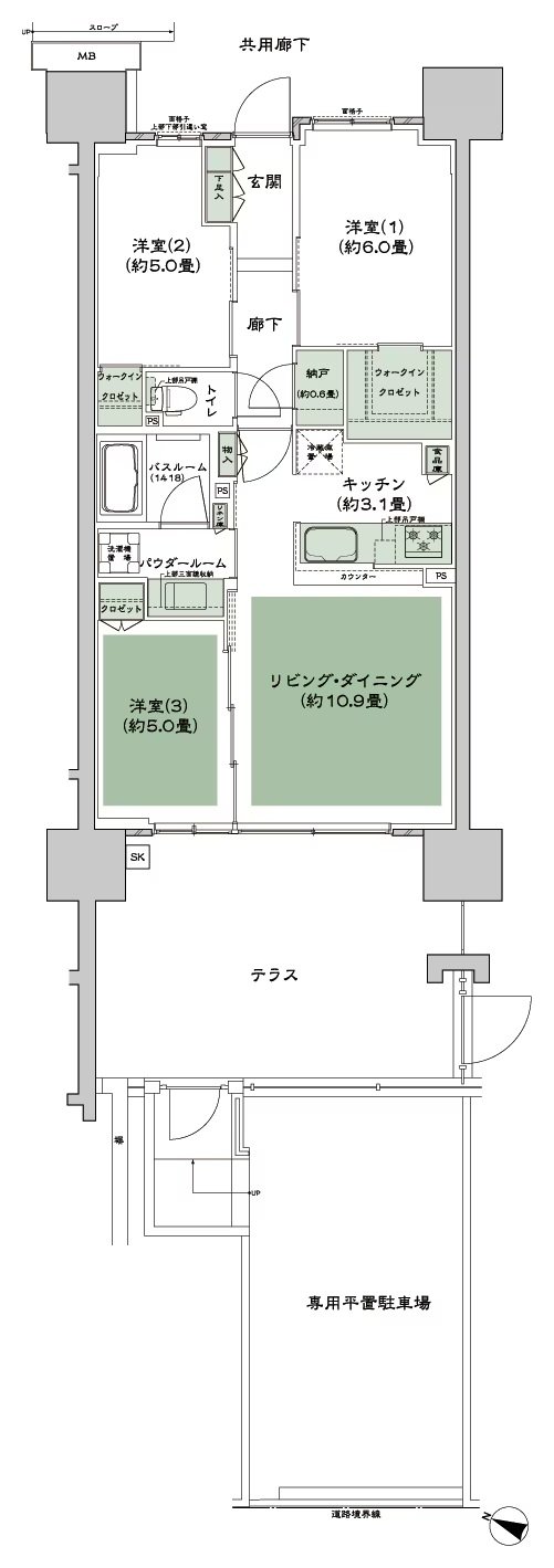 シティテラス中央林間 間取り B3-2t type