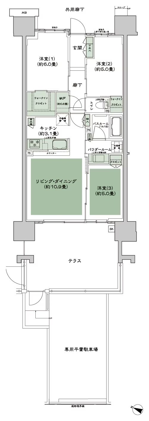 シティテラス中央林間 間取り B2t type