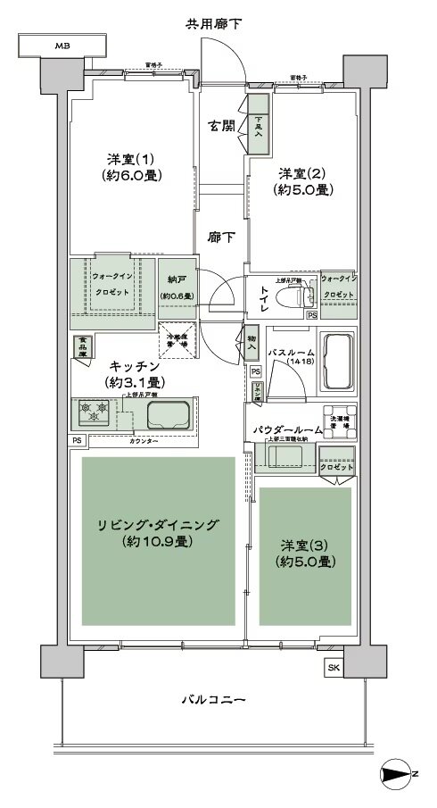 シティテラス中央林間 間取り C-B7 type