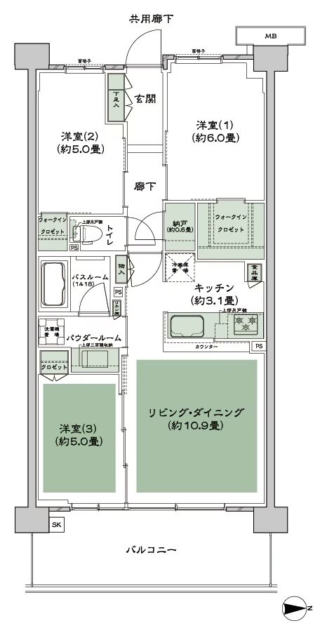 シティテラス中央林間 間取り B8 type